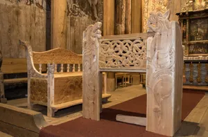 Magnificent View Of The Sigurd Furniture At Heddal Stave Church Wallpaper