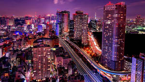 Magnificent View Of Tokyo Skyline From Seaside Top Observatory Wallpaper