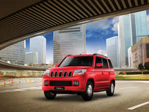 Mahindra T U V300 Red Cityscape Wallpaper
