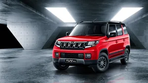 Mahindra T U V300 Red Model Presentation Wallpaper