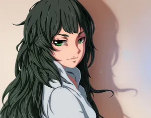 Maho Hiyajo Posing With Her Lab Equipment Wallpaper