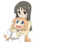 Mai From Nichijou Hugging Hakase Wallpaper