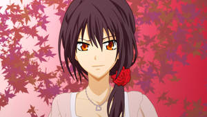 Maid Sama Misaki Maple Leaves Pink Wallpaper