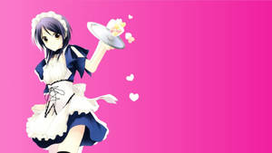 Maid Sama Misaki Pink Background Wallpaper