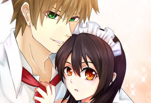 Maid Sama Takumi And Misaki Cuddle Wallpaper