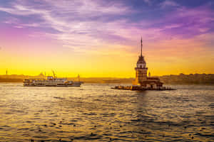 Maiden Tower Istanbul Sunset Wallpaper
