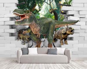 Majestic 3d Dinosaur Roaming In Prehistoric Landscape Wallpaper