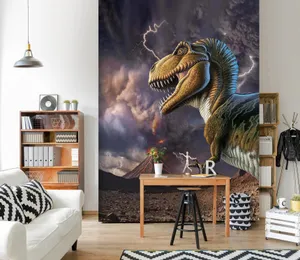 Majestic 3d Dinosaur Roaming Through The Lush Prehistoric Landscape Wallpaper