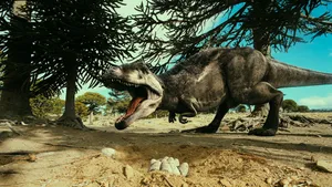 Majestic 3d Dinosaur Roaming Through The Wild Wallpaper