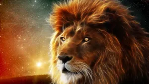 Majestic 3d Rendered Lion In A Wild Landscape Wallpaper