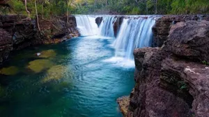 Majestic 3d Waterfall In A Serene Jungle Wallpaper