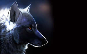 Majestic Alpha Wolf Stands Tall In The Wilderness Wallpaper