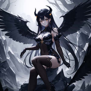 Majestic_ Anime_ Demon_ Girl_with_ Wings Wallpaper