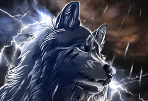 Majestic_ Anime_ Wolf_ Storm_ Background Wallpaper