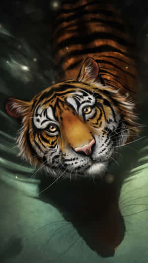 Majestic Bengal Tiger Swimming Wallpaper