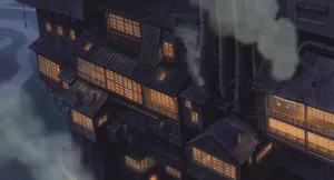 Majestic Black Bathhouse In Sen To Chihiro No Kamikakushi Wallpaper