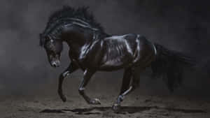 Majestic Black Stallionin Motion Wallpaper