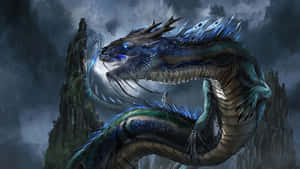 Majestic_ Blue_ Dragon_ Fantasy_ Artwork Wallpaper