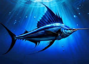 Majestic Blue Marlin Underwater Wallpaper