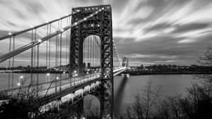 Majestic_ Bridge_ Over_ Water_4 K_ B W Wallpaper