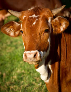 Majestic Brown Cow In Nature Wallpaper