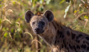 Majestic Brown Hyena Roaming The Wilderness Wallpaper