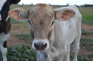 Majestic Brown Swiss Cow In Green Pasture Wallpaper