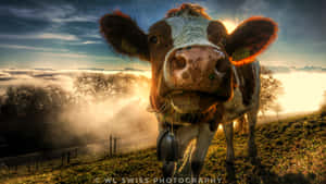 Majestic Brown Swiss Cow In Its Natural Habitat Wallpaper