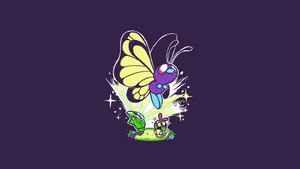 Majestic Butterfree Unleashing Its Powers In Dark Violet Art Wallpaper