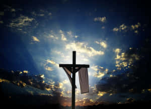 Majestic Cool Cross Embraced By Night Sky Wallpaper