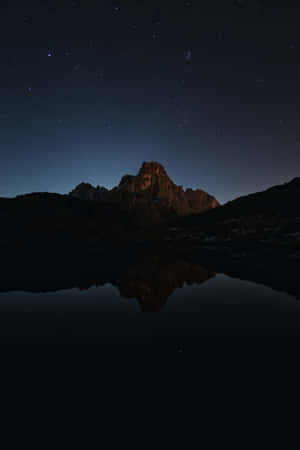 Majestic Dark Mountain At Night Wallpaper