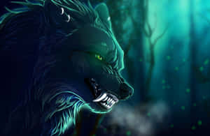 Majestic Dire Wolf In A Snowy Forest Wallpaper