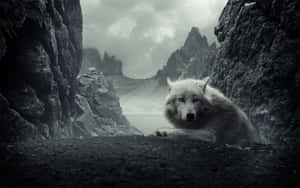 Majestic Dire Wolf Stalking The Night Wallpaper