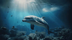 Majestic_ Dolphin_ Underwater_ Sunrays.jpg Wallpaper