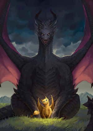 Majestic_ Dragon_and_ Hatchling Wallpaper