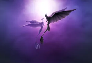 Majestic Dragon Flight Purple Sky Wallpaper