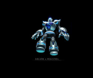 Majestic Encounter Between Golurk And Registeel In A Stunning Pokémon Mashup Wallpaper