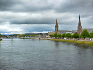 Majestic Evening View Of Inverness Castle In Scotland Wallpaper