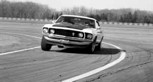 Majestic Ford Mustang Boss 302 Parked Outdoor Wallpaper
