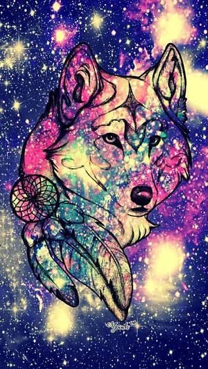 Majestic Galaxy Wolf - Bask In The Mystical Splendor Wallpaper