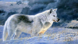 Majestic Gray Wolf In The Wilderness Wallpaper