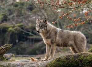 Majestic Gray Wolf In The Wilderness Wallpaper