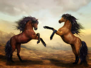 Majestic_ Horses_ Rearing_ Up Wallpaper