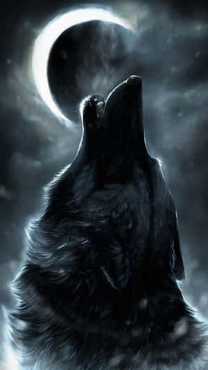 Majestic Howling Wolf Under The Full Moon Wallpaper