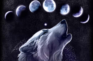 Majestic Howling Wolf Under The Moonlight Wallpaper