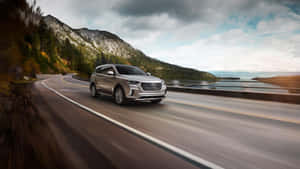 Majestic Hyundai Santa Fe In A Mesmerizing Landscape Wallpaper