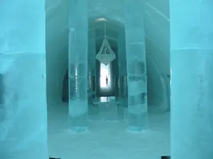 Majestic Ice Hotel Under Northern Lights Wallpaper
