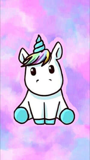 Majestic Kawaii Unicorn With Rainbows And Stars Wallpaper