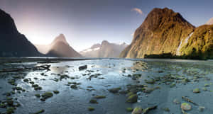 Majestic Landscape Of Milford Sound In New Zealand Wallpaper