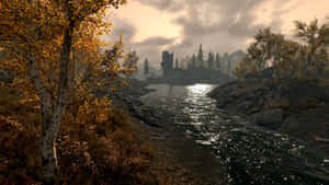 Majestic Landscape Of Skyrim Wallpaper